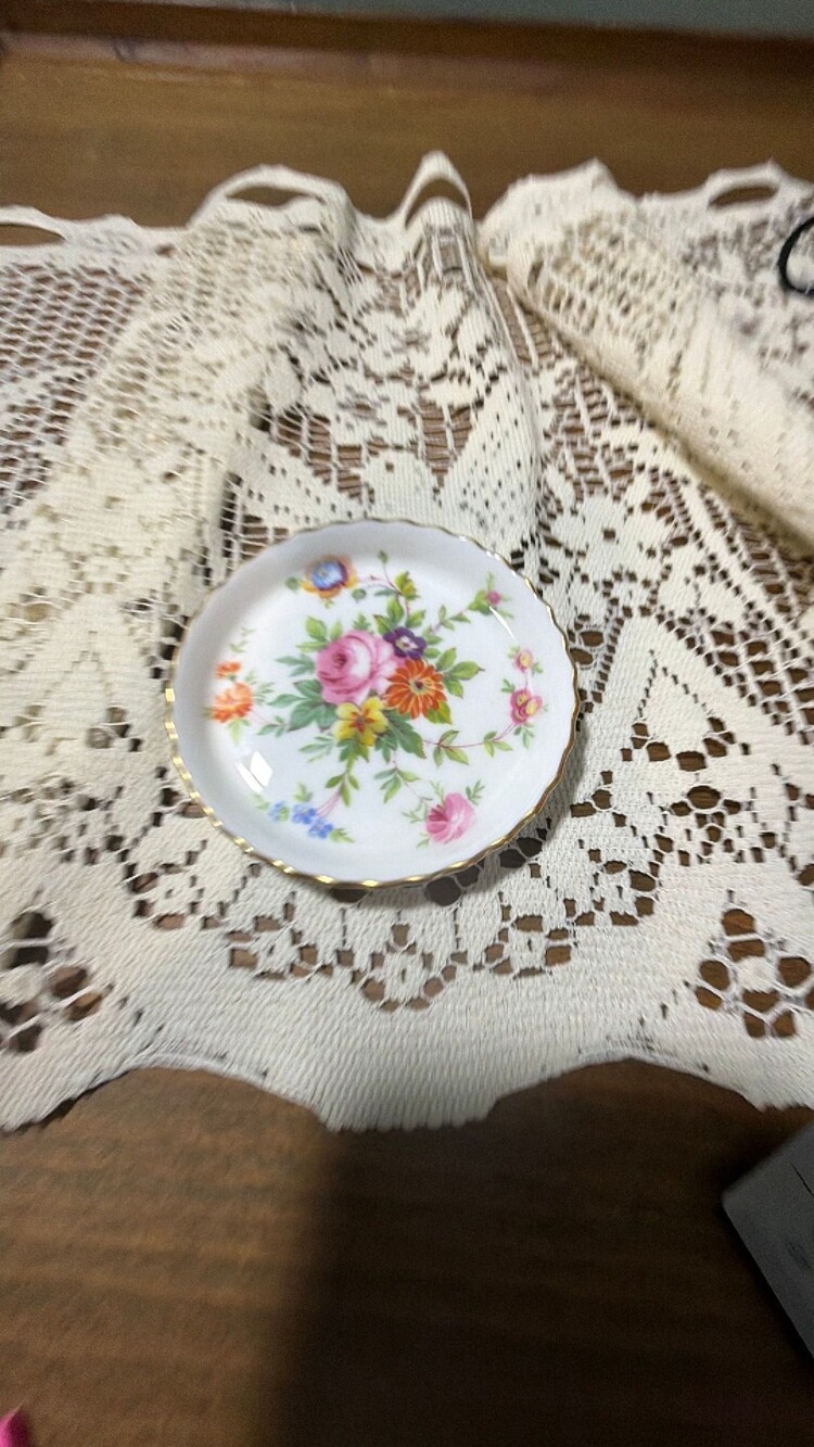 #52 vintage Minton bone china pin dish in the Marlow pattern.